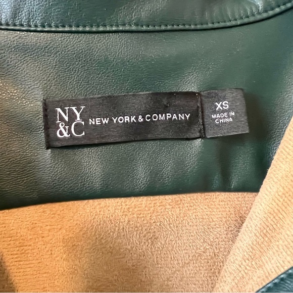 NEW YORK & COMPANY Green Faux Leather Button Down Shirt Dress—SZ. XS - Picture 15 of 17